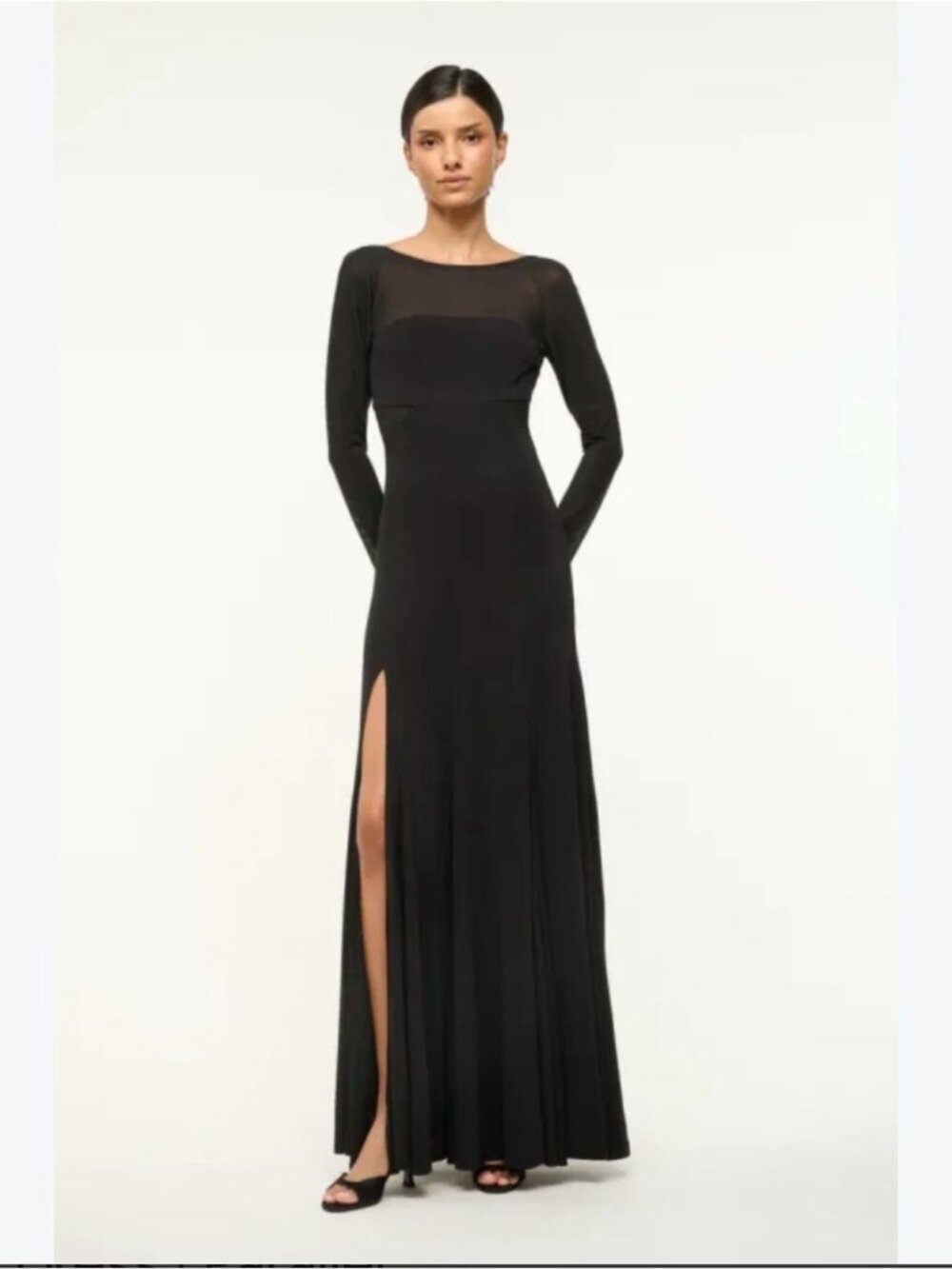 STAUD Open Back Long Sleeve Maxi Dress